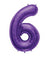 34" Number 6 Foil Purple