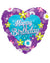 18" B'day Heart w Flowers Purple