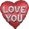 28" Love You Silver Letters Heart